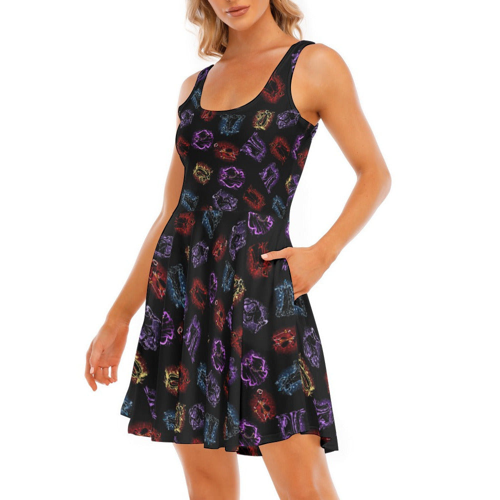 Villain Silhouettes Sparkle - Women's Sleeveless Pocket Skater Dress