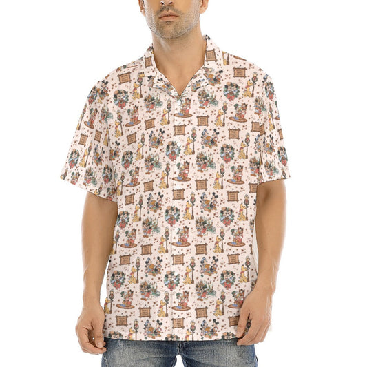 Victorian Holiday Celebration - Men's Hawaiian Button Up Shirt
