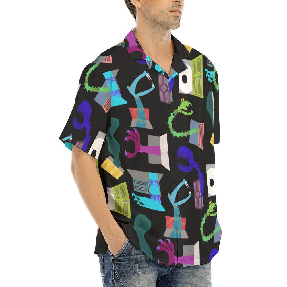 Monsters in Closets - Men's Hawaiian Button Up Shirt