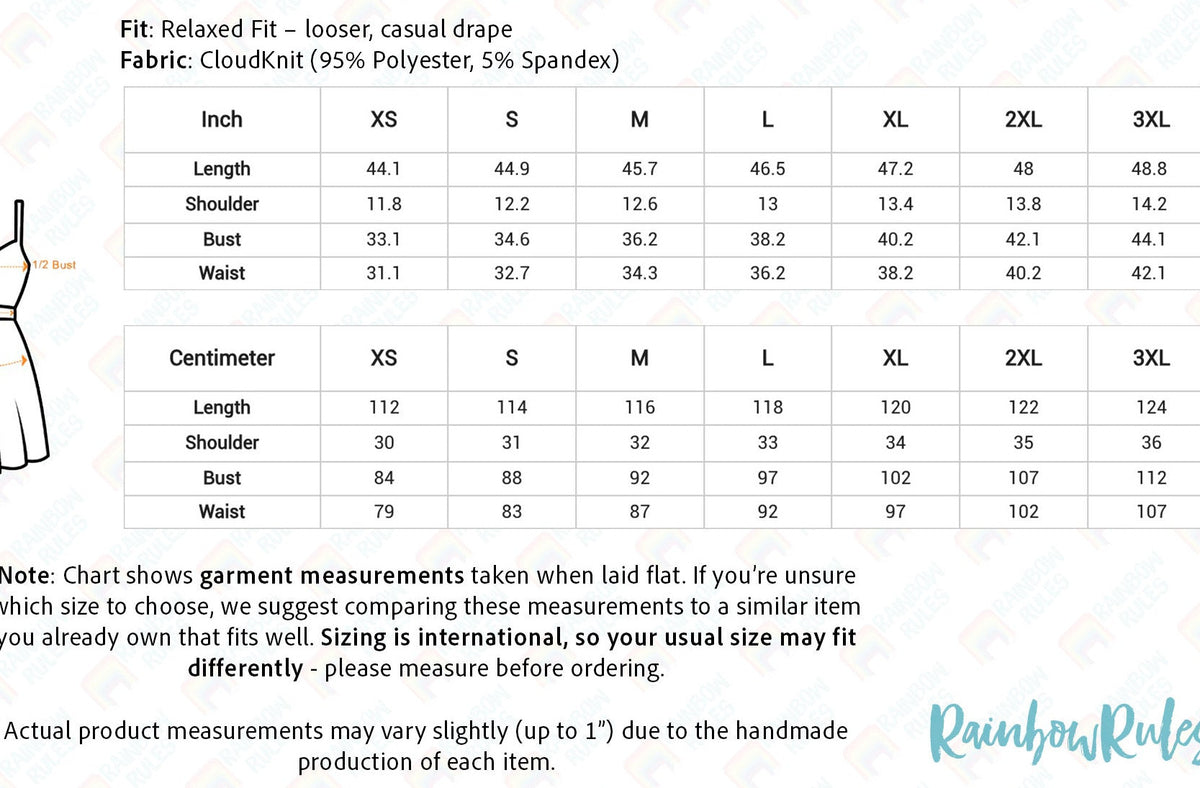Women’s Diagonal Pocket Midi Dress Size Chart