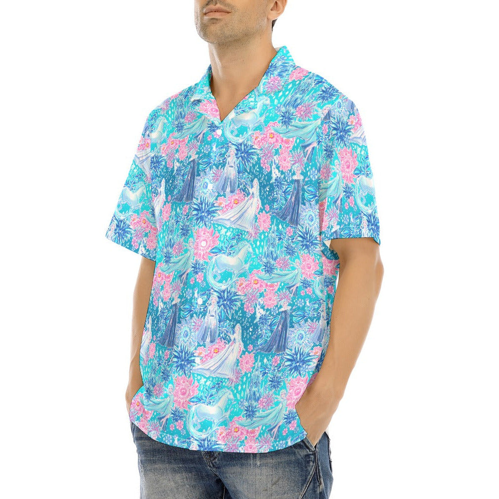 Ice Queen Frosted Florals - Men's Hawaiian Button Up Shirt