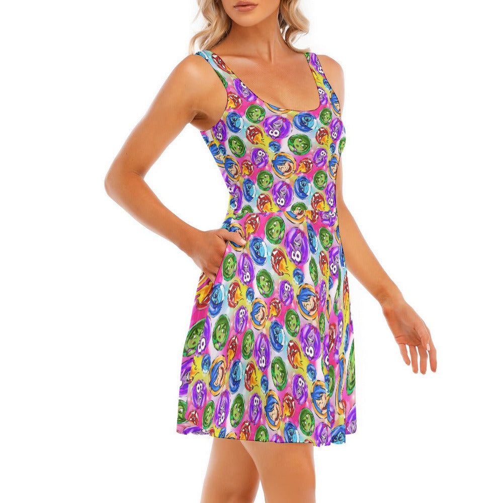 Inside Out Emotions - Women's Sleeveless Pocket Skater Dress