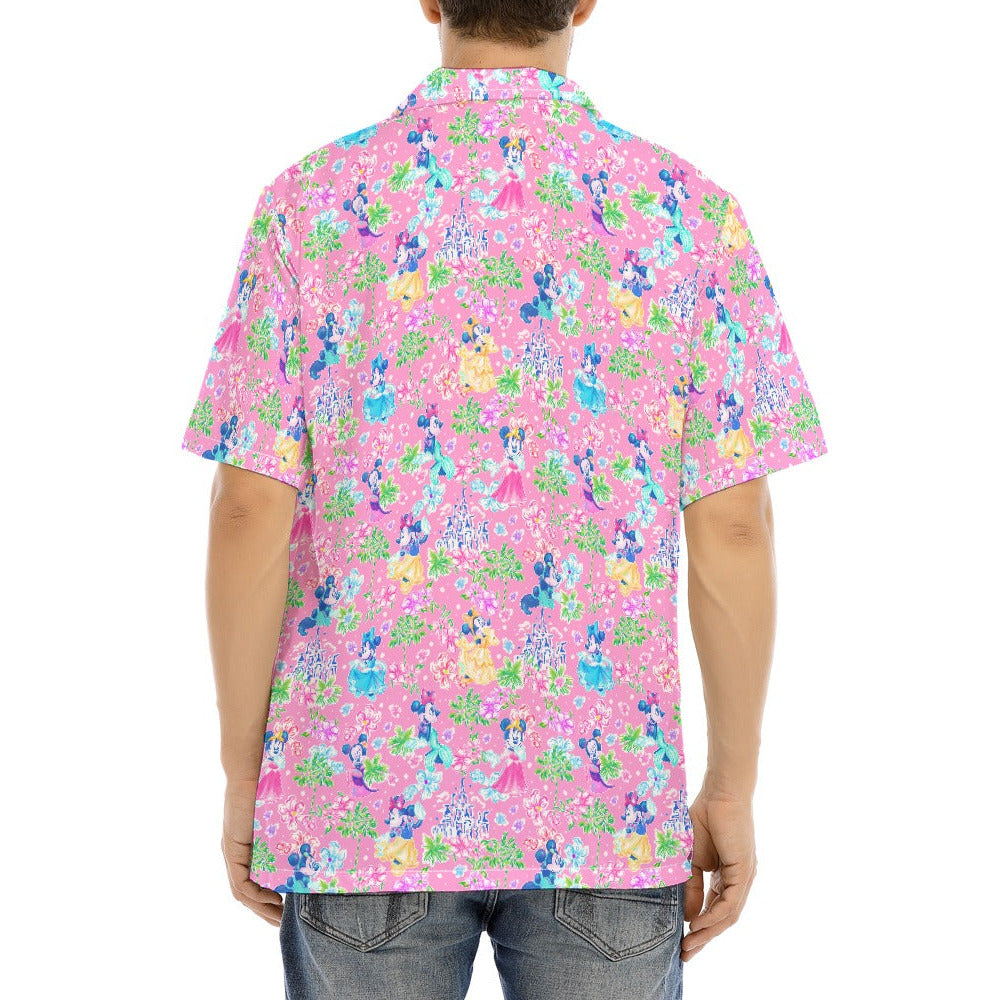 Princess Palm Party - Men's Hawaiian Button Up Shirt