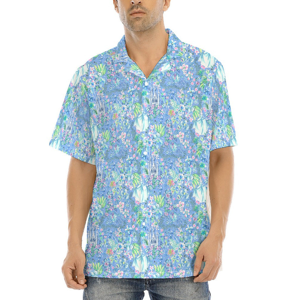 Bright Tropical Princess - Royal Beach Day - Men's Hawaiian Button Up Shirt
