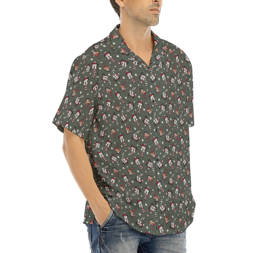 Vintage Holiday Friends - Men's Hawaiian Button Up Shirt