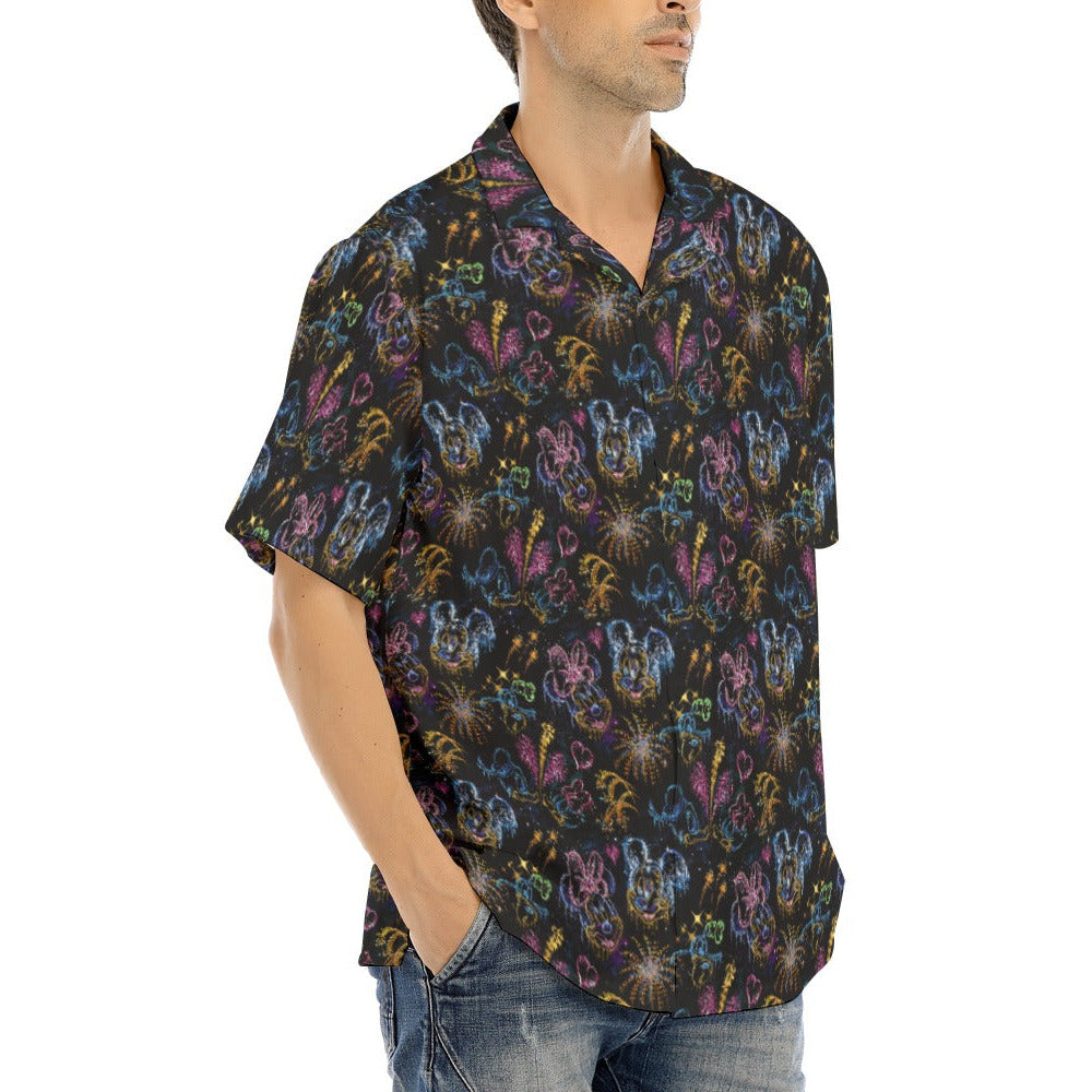 Mouse Friends’ Love in the Sky - Men's Hawaiian Button Up Shirt