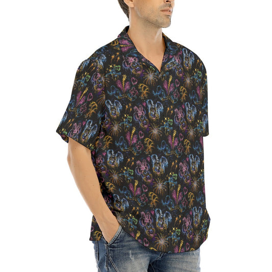 Mouse Friends’ Love in the Sky - Men's Hawaiian Button Up Shirt