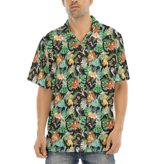Watercolor Jungle Pride - Men's Hawaiian Button Up Shirt