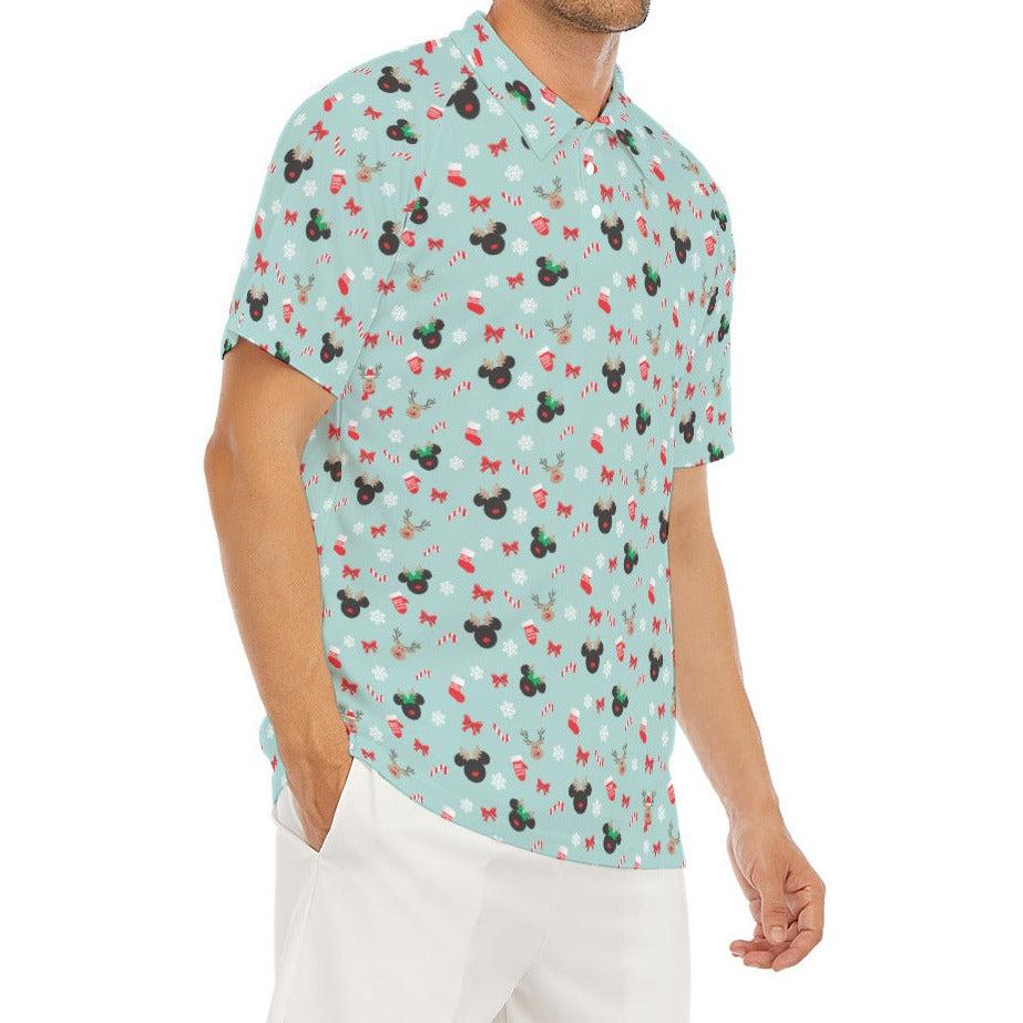 Festive Reindeer Mouse Holiday - Men's Polo Shirt
