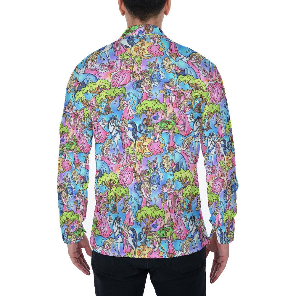 Dreaming Princess Storybook Scenes - Men's Long Sleeve Button Up Shirt