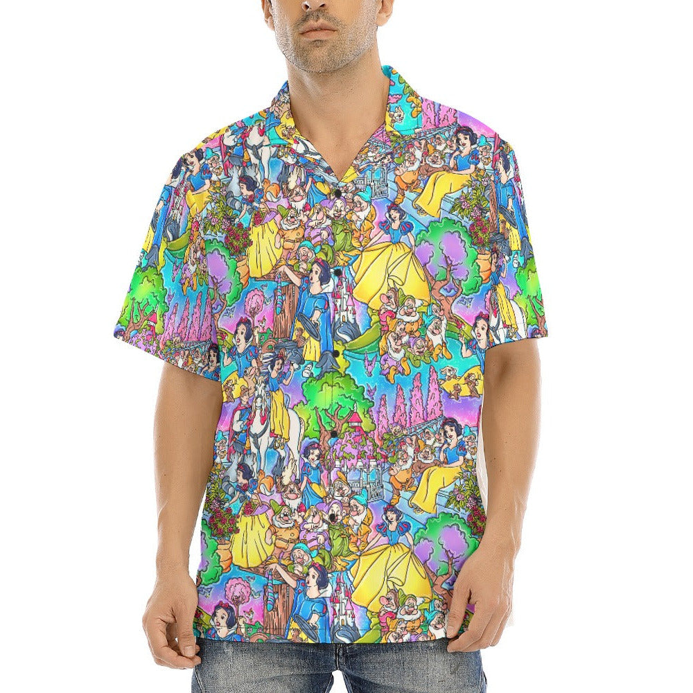 Fairest Princess Storybook Scenes - Men's Hawaiian Button Up Shirt
