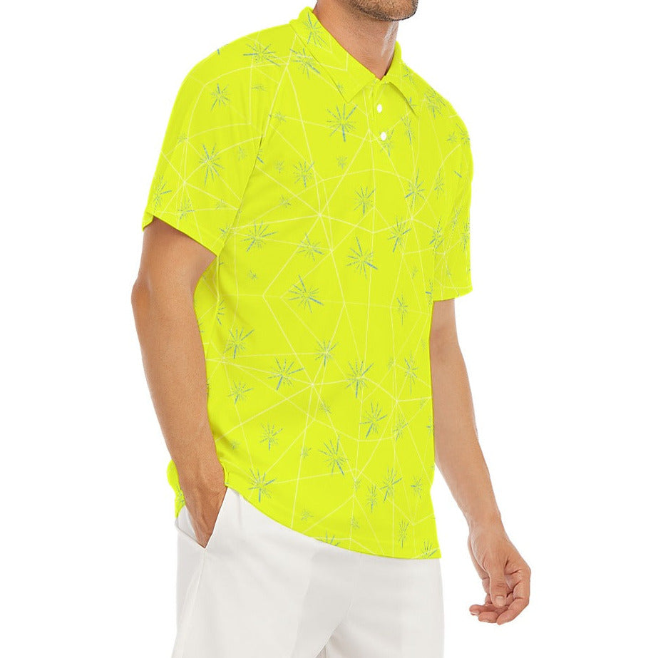 Joyful Blue & Yellow Florals - Men's Polo Shirt