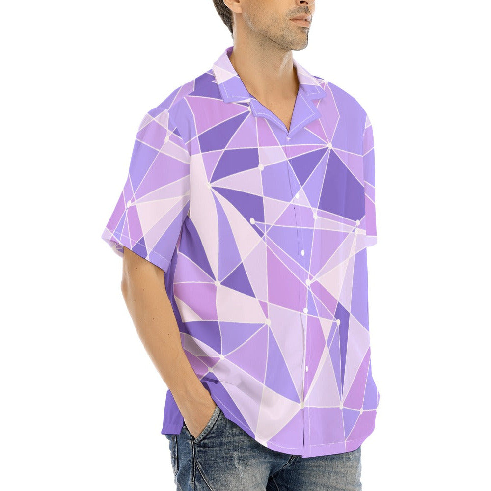 Geometric Purple Wall - Men's Hawaiian Button Up Shirt