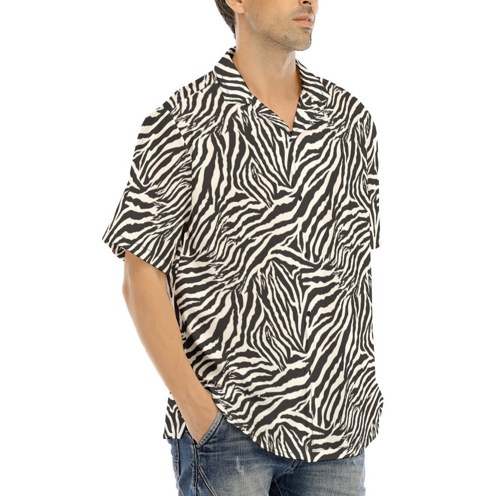 Animal Print - Zebra - Men's Hawaiian Button Up Shirt