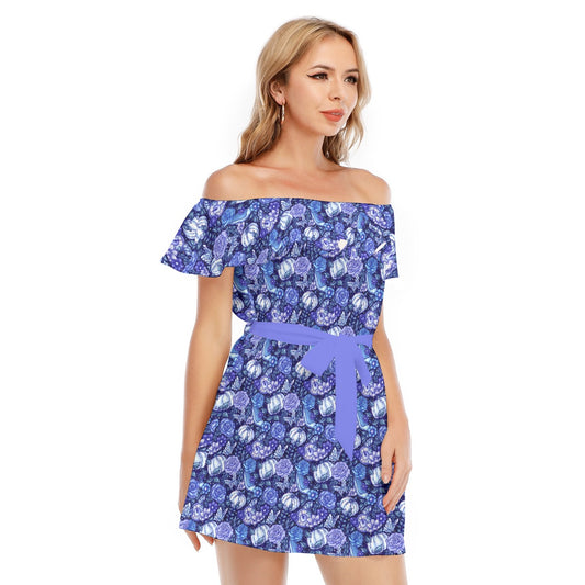 Fairytale Florals – Royal Ball - Women's Off-shoulder Ruffle Dress