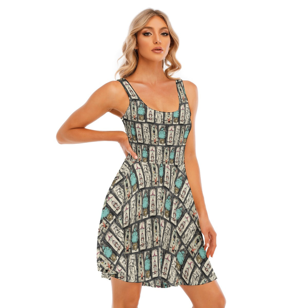 Stretching Haunted Nightmare - Women's Sleeveless Pocket Skater Dress
