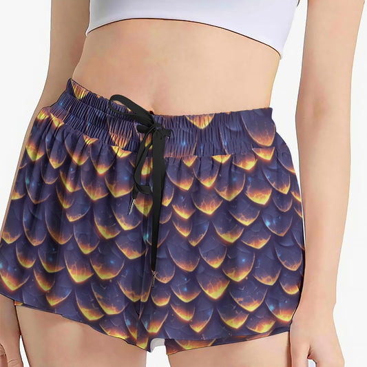 Animal Print - Dragon - Women's Flowy Pocket Shorts