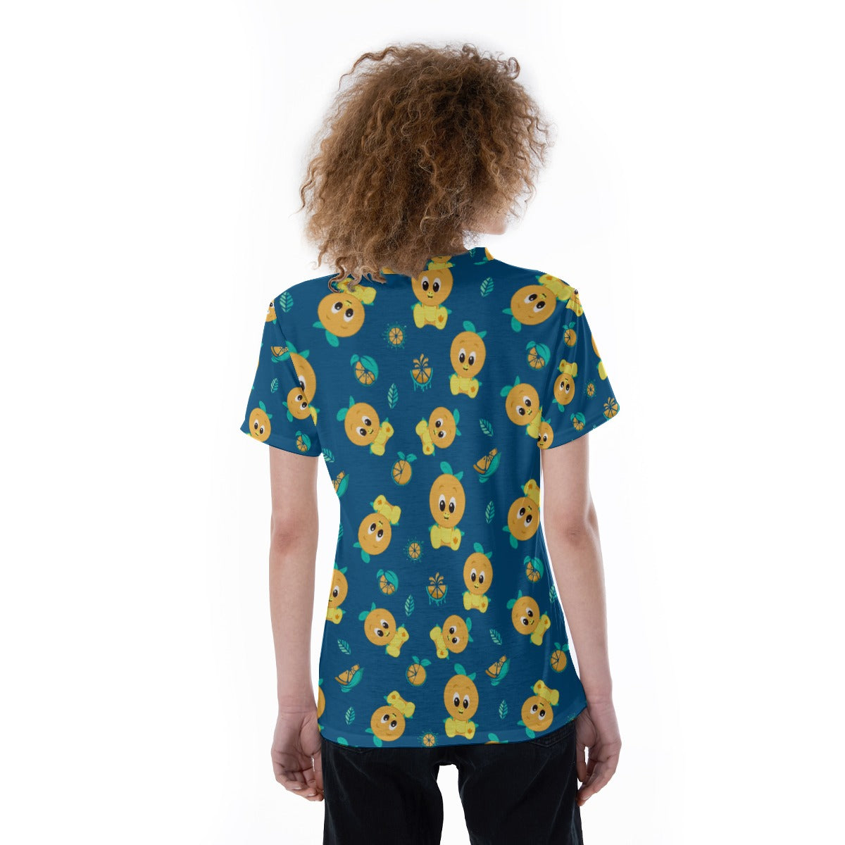 Cheerful Citrus Bird - Women's Short Sleeve V-Neck T-Shirt