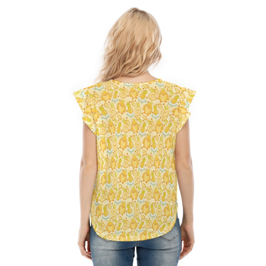 Fruitimals - Pineapple Penguins - Women’s Flutter Sleeve Top