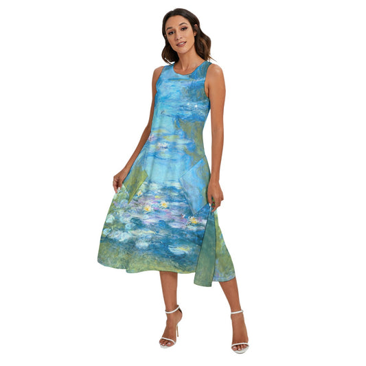 Monet Water Lillies - Women’s Diagonal Pocket Midi Dress