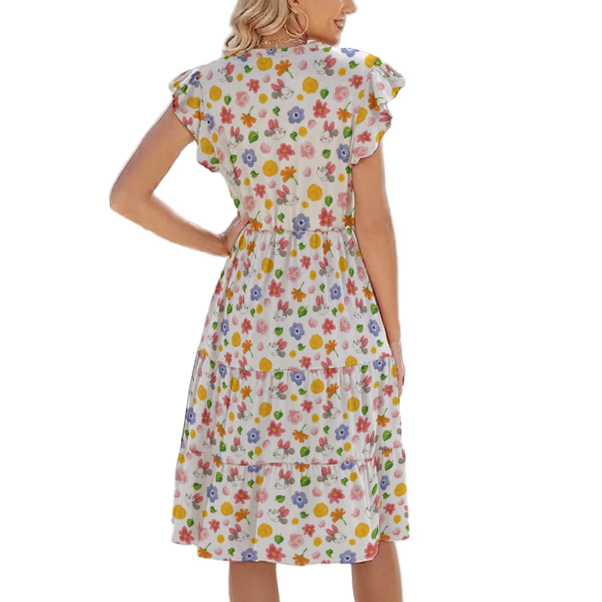 Floral Friends Springtime - Women's Tiered Pocket Midi Dress