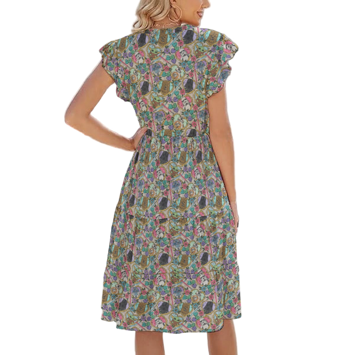 Tattoo Hearts Galactic Legends - Women's Tiered Pocket Midi Dress