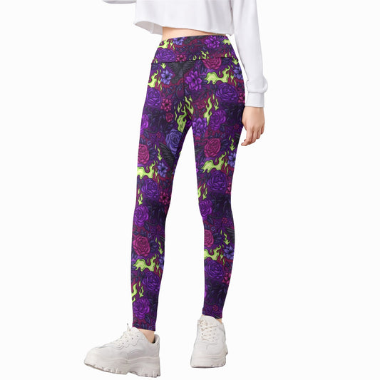 Fairytale Florals - Dark Enchantress - Kid's Leggings
