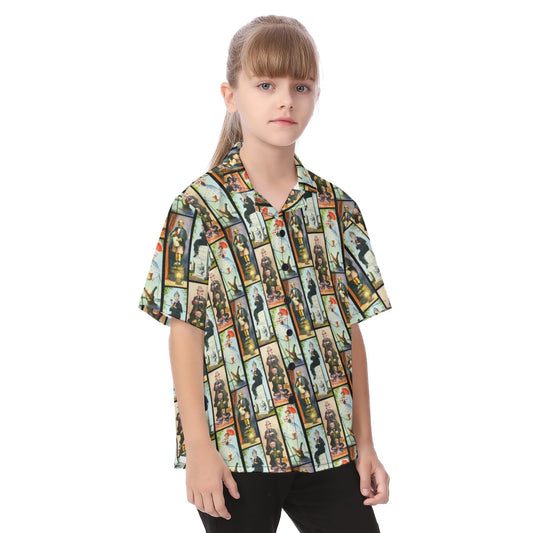 Haunted Mansion Stretch Paintings - Kid's Hawaiian Button Up Shirt