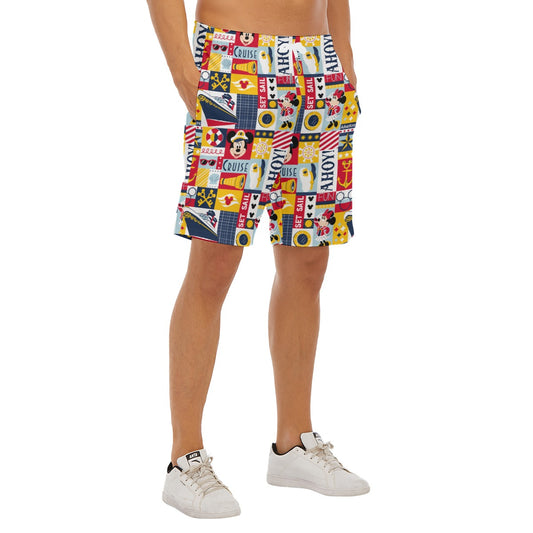 Nautical Cruise Patchwork - Men’s Pocket Beach Shorts