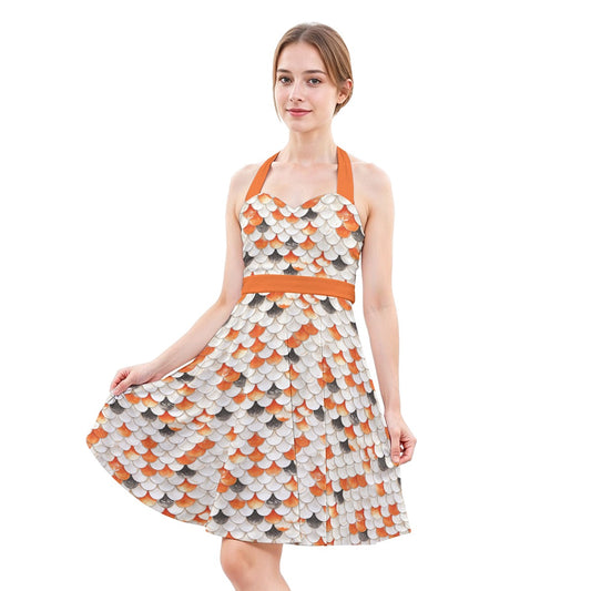 Animal Print - Koi Fish - Women's Halter Vintage Pocket Dress