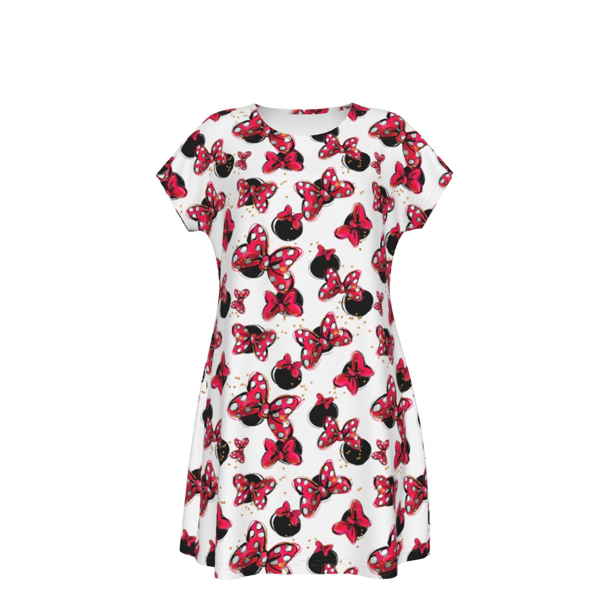 Polka Dot Bows & Mouse Ears - Women's T-Shirt Dress