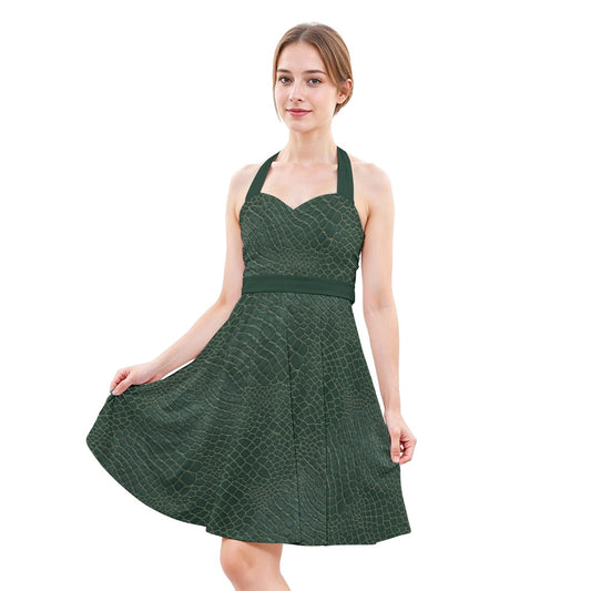 Animal Print - Alligator - Women's Halter Vintage Pocket Dress
