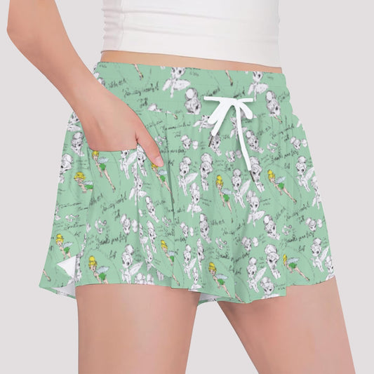 Drawing Pixie Fairy - Girls’ Flowy Pocket Shorts