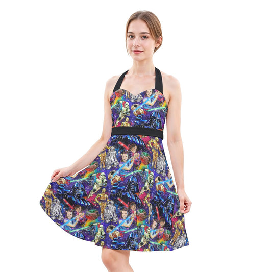 Galaxy Saga - Women's Halter Vintage Pocket Dress