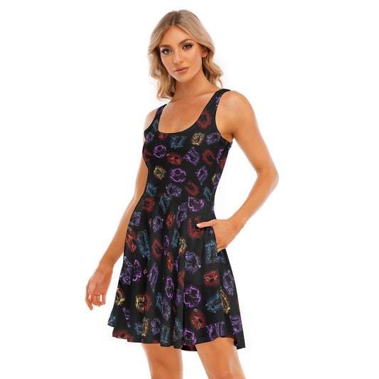 Villain Silhouettes Sparkle - Women's Sleeveless Pocket Skater Dress