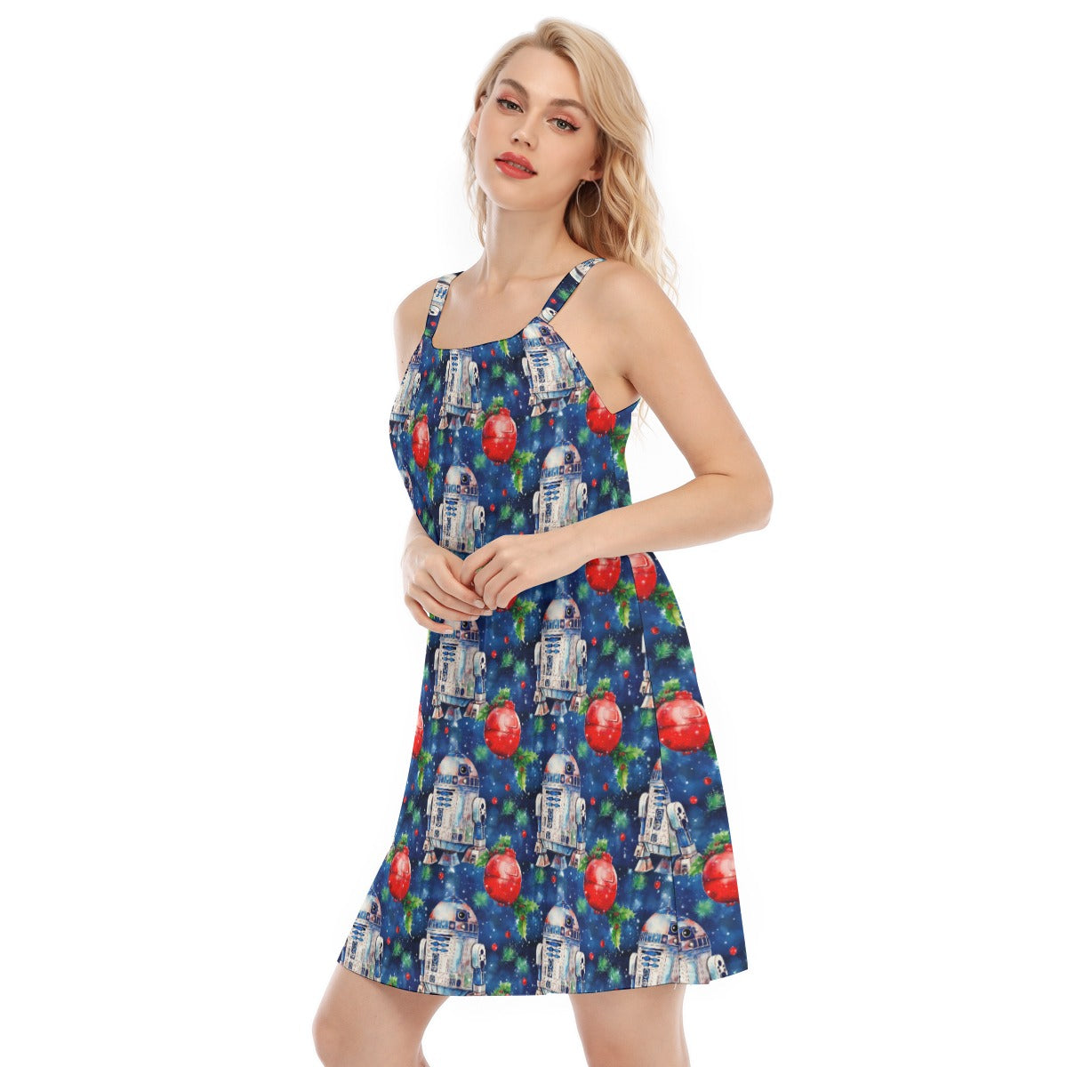 Little Blue Christmas Droid - Women’s Adjustable Sundress