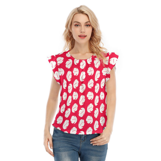 Island Leaf Print - Women’s Flutter Sleeve Top