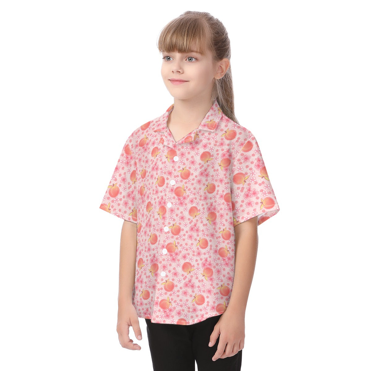 Summer Fruits - Peaches - Kid's Hawaiian Button Up Shirt