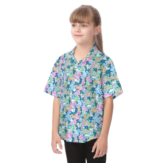 Tropical Paws & Petals - Beloved Dogs - Kid's Hawaiian Button Up Shirt