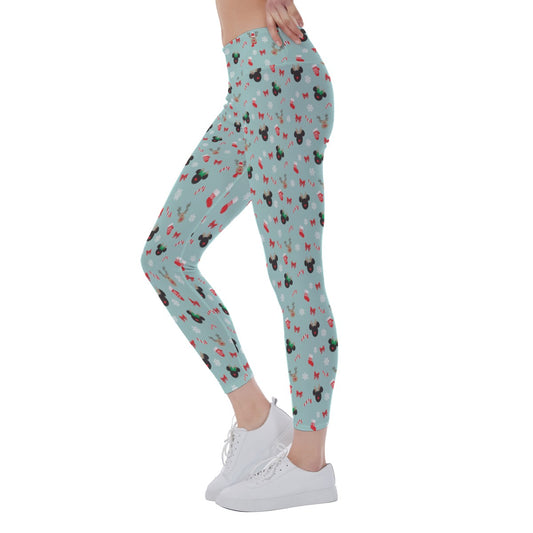 Festive Reindeer Mouse Holidayeers - Women's Yoga Leggings