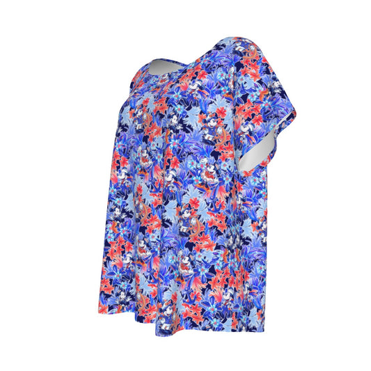 Navy Blooms Cruise - Women’s Relaxed Fit Scoop Tee