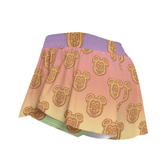 Rainbow Mouse Waffles - Women's Flowy Pocket Shorts