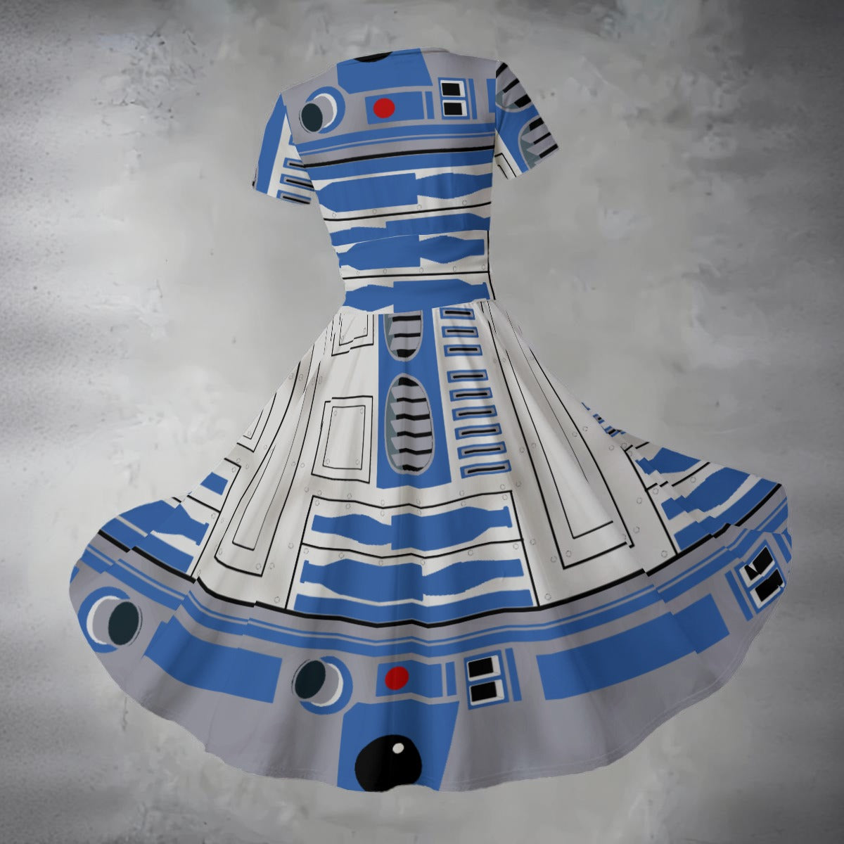 Little Blue Droid - Women's V-Neck Ruched Midi Dress