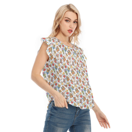 Flourishing Fairytale Pots - Women’s Flutter Sleeve Top