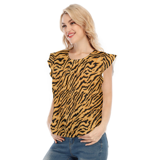 Animal Print - Tiger - Women’s Flutter Sleeve Top