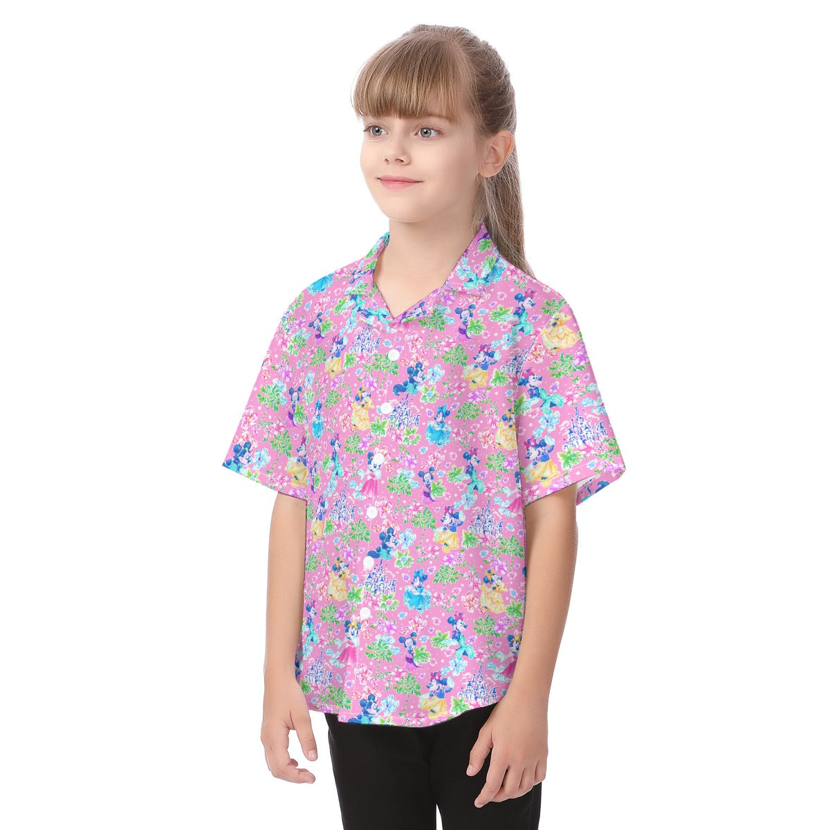 Princess Palm Party - Kid's Hawaiian Button Up Shirt