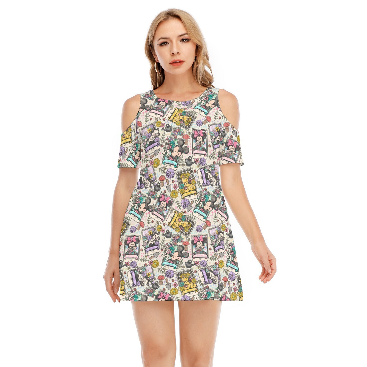 Garden Helpers Seed Packetskets - Women's Cold Shoulder Cotton Dress