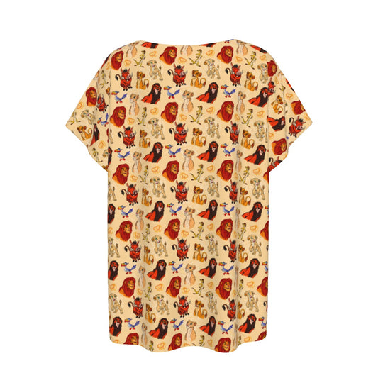 Sketched Savanna Friends - Women’s Relaxed Fit Scoop Tee
