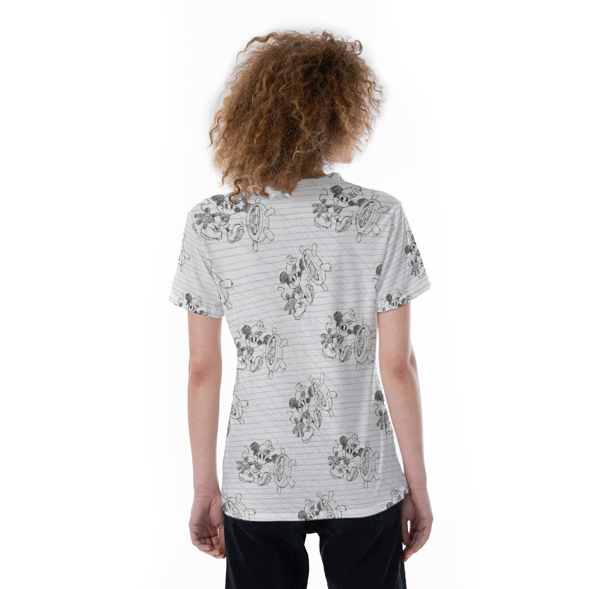 Sketch of Steamboat Mouse - Women's Short Sleeve V-Neck T-Shirt