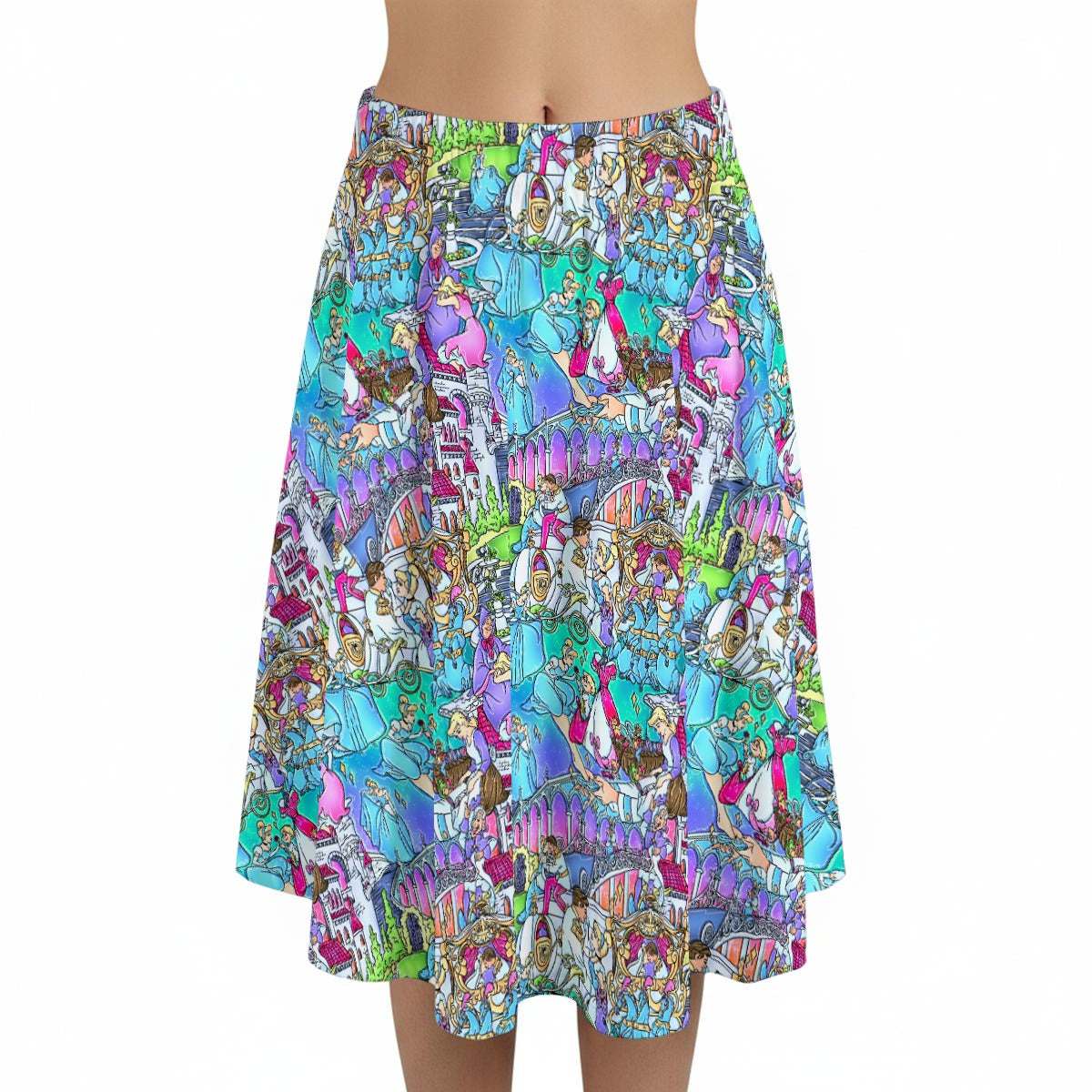 Glass Slipper Storybook Scenes - Women’s Pocket Midi Skirt